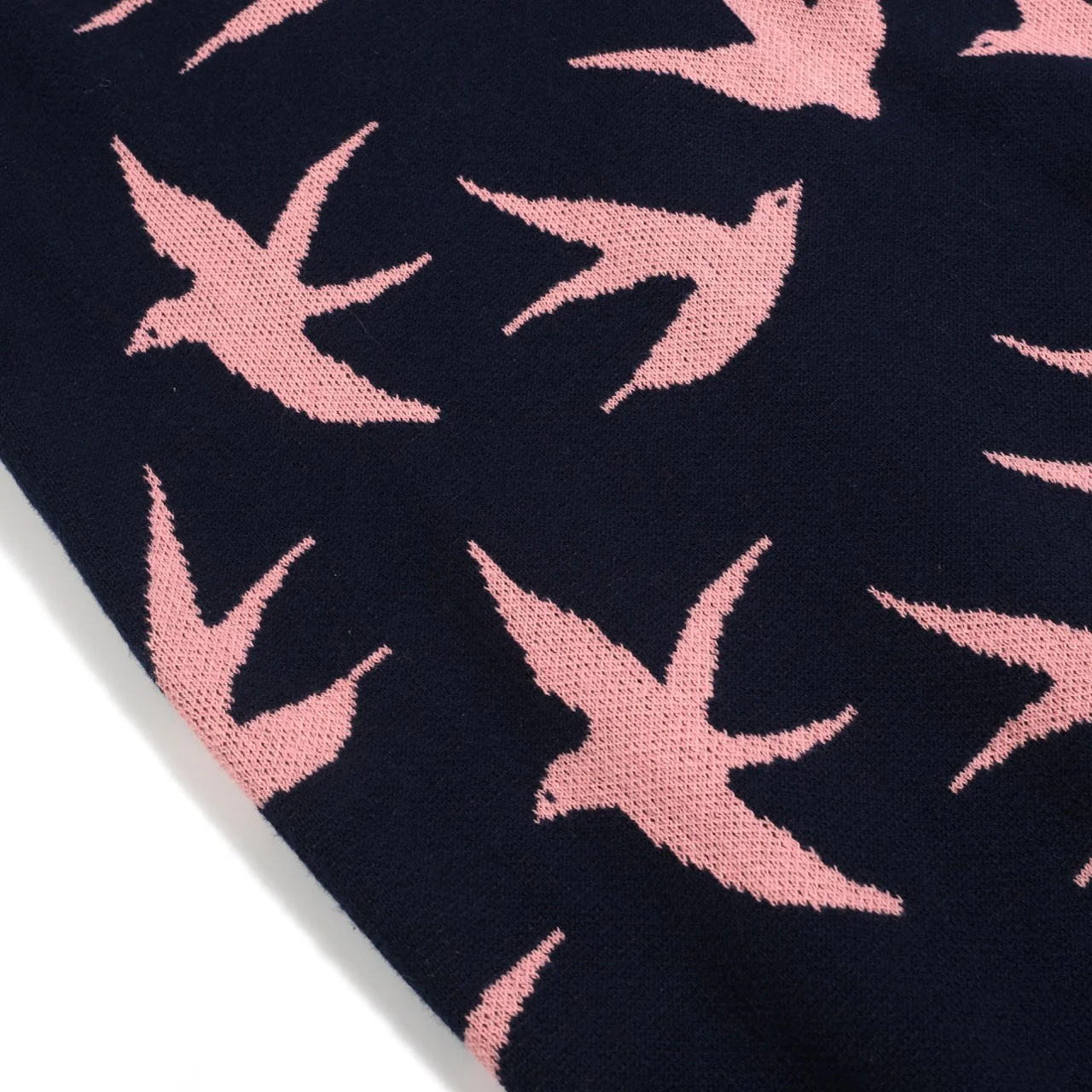 Women's navy blue swallow jacquard V-neck knitwear - Image 2