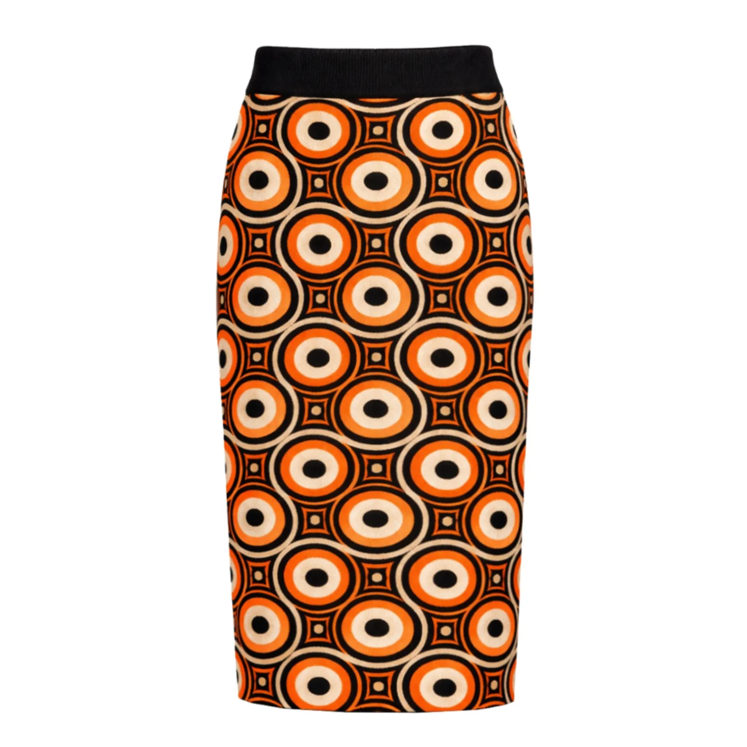Women's orange 60's vintage Jacquard knit skirt