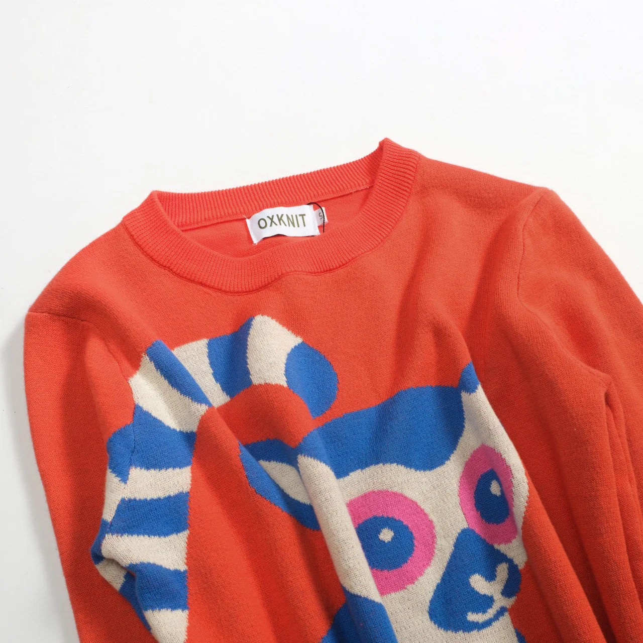 Women's orange animal print ruffled design knitwear-longer sleeves - Image 9