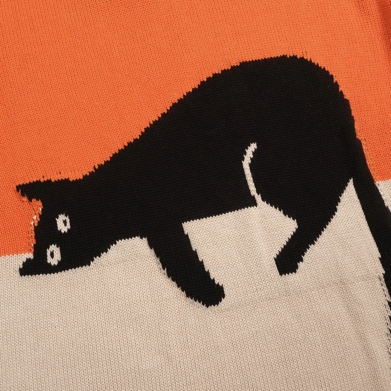 Women's orange vintage cat jacquard knitwear - Image 2