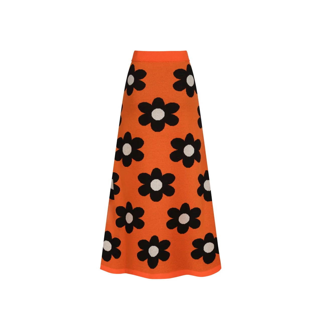 Women's Orange Vintage Cat Style Jacquard Knit Set - Image 6