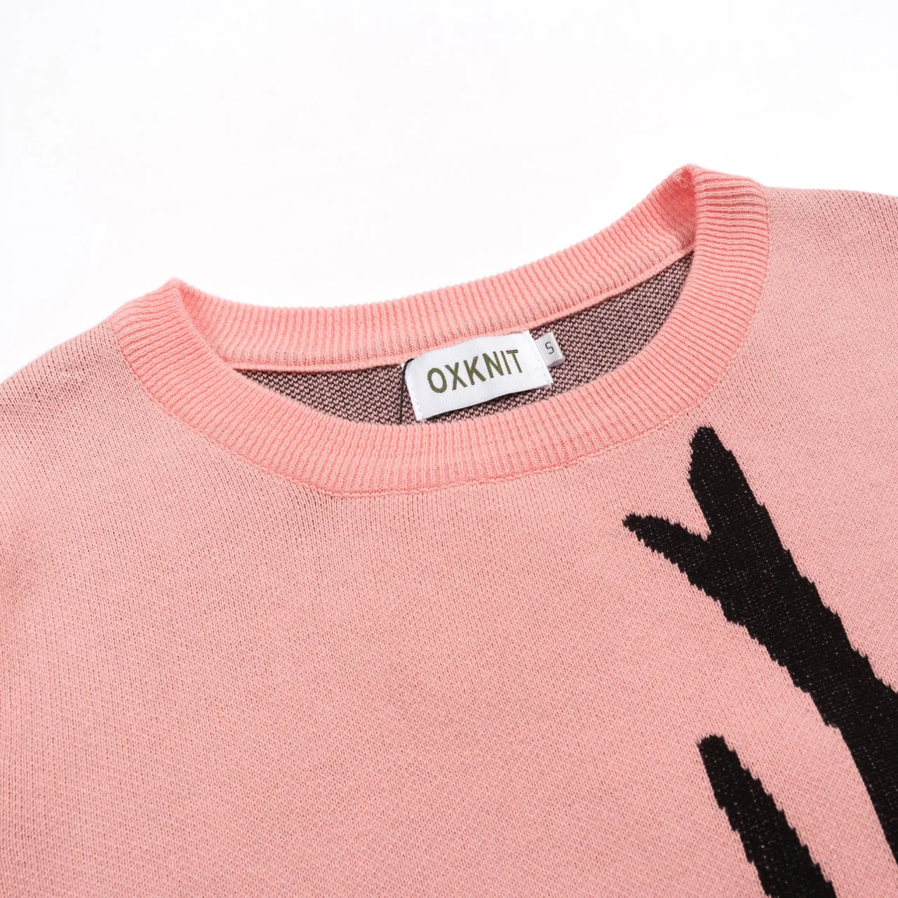 Women's Pink Bird Retro Art Fashion Round Neck Knitwear - Image 4