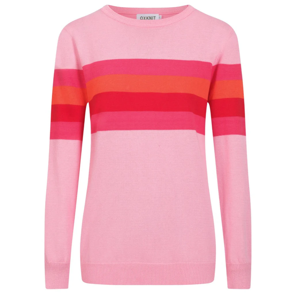 Women's pink striped retro jacquard knitwear