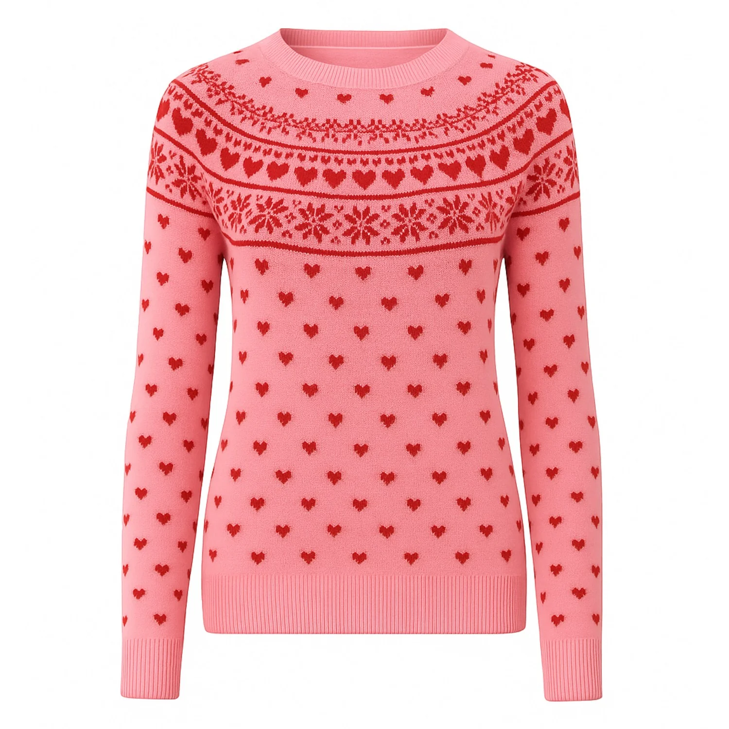 Women's pink vintage love jacquard knitwear