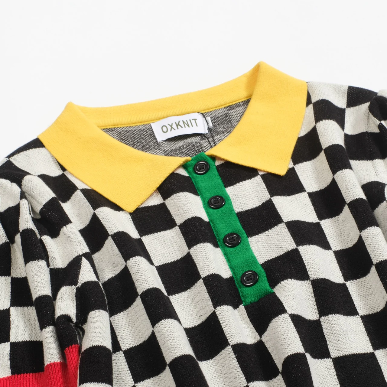 Women's plaid color retro bubble sleeve polo - Image 9