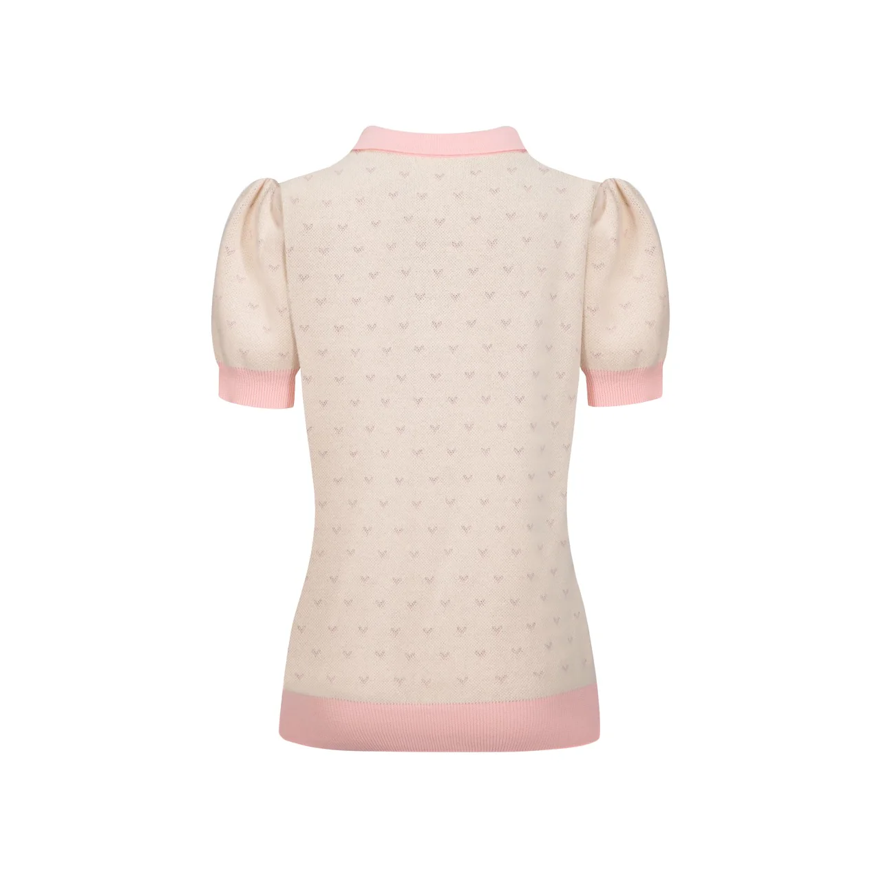 Women's polka dot bird puffed sleeve knitted polo - Image 3