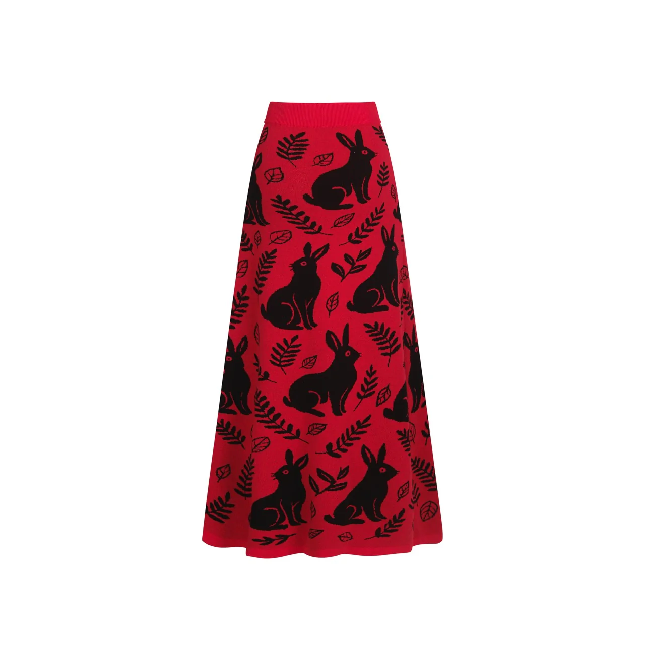 Women's red animal jacquard knit skirt - Image 3