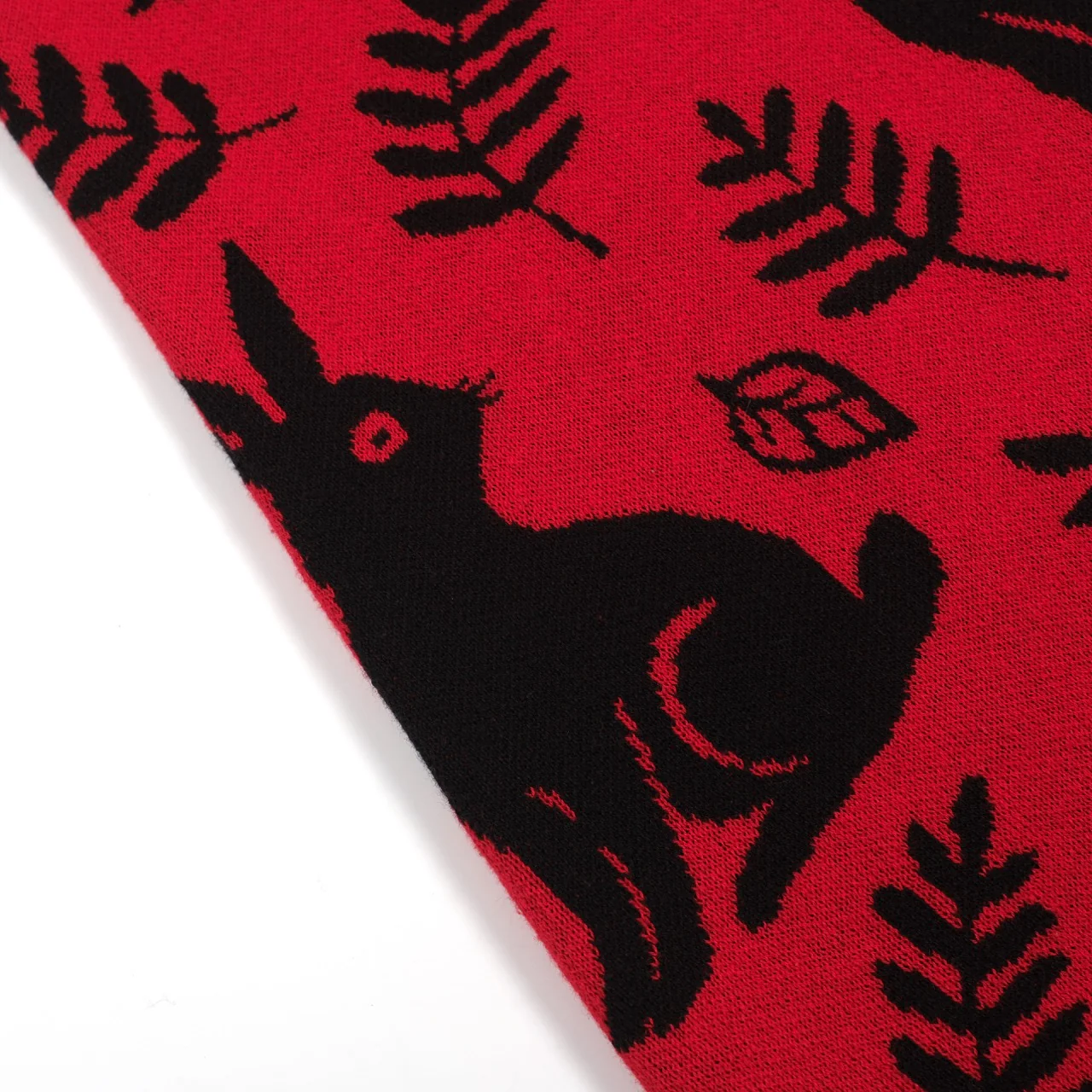 Women's red animal jacquard knit skirt - Image 6