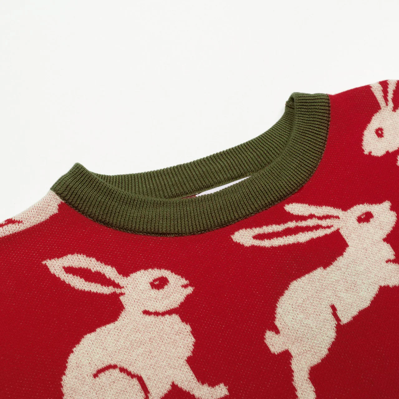 Women's Red Art Rabbit Classic Vintage Knitwear - Image 3