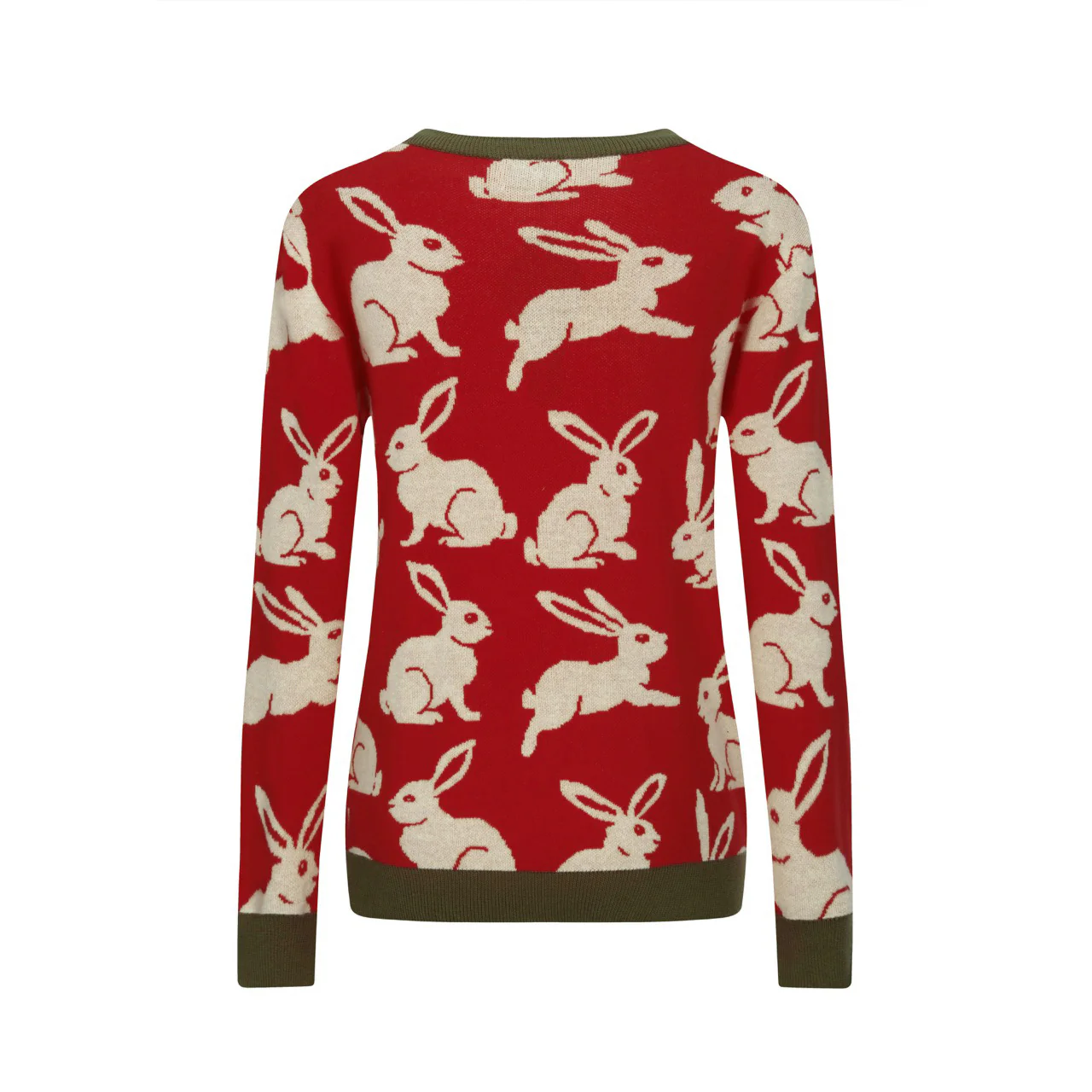 Women's Red Art Rabbit Classic Vintage Knitwear - Image 9