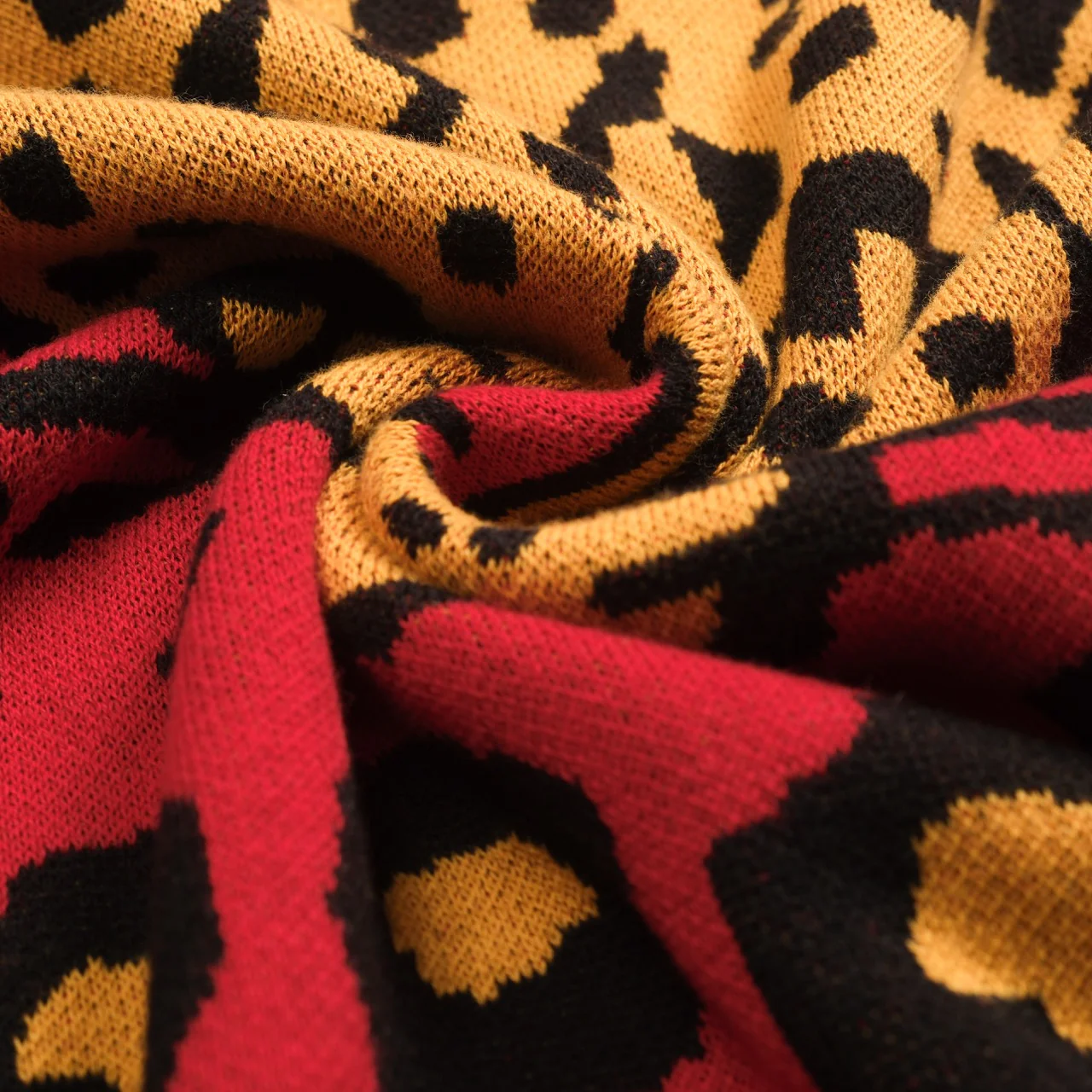 Women's red leopard print retro casual knitwear - Image 8