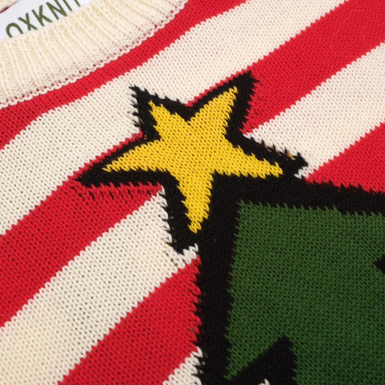 Women's red striped Christmas tree vintage knitwear - Cropped length - Image 6