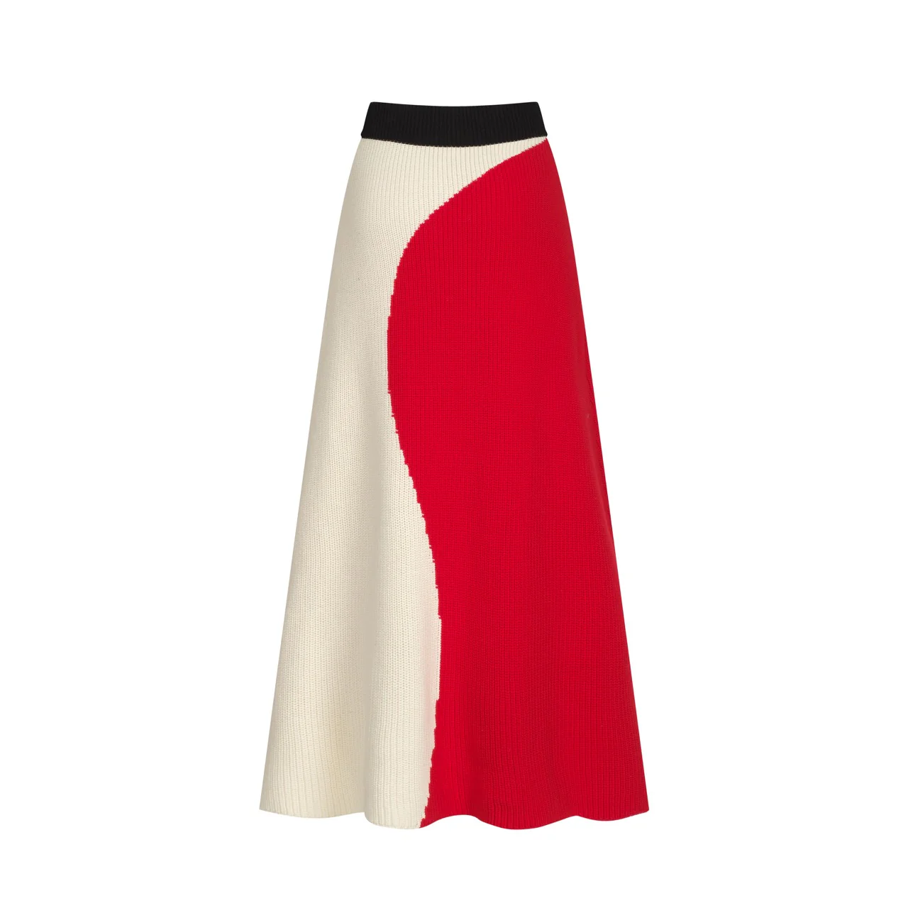 Women's red striped jacquard vintage skirt - Image 3