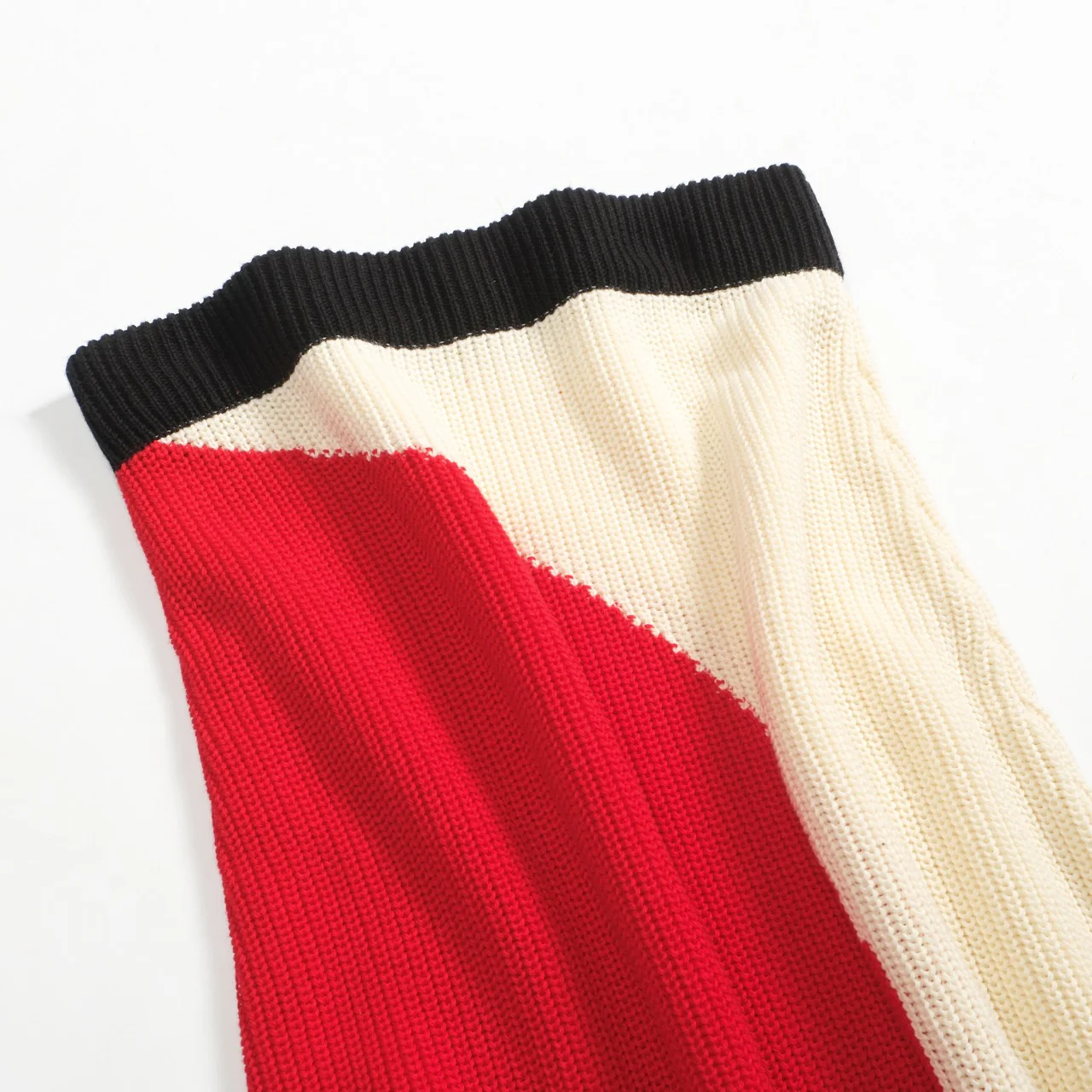 Women's red striped jacquard vintage skirt - Image 9