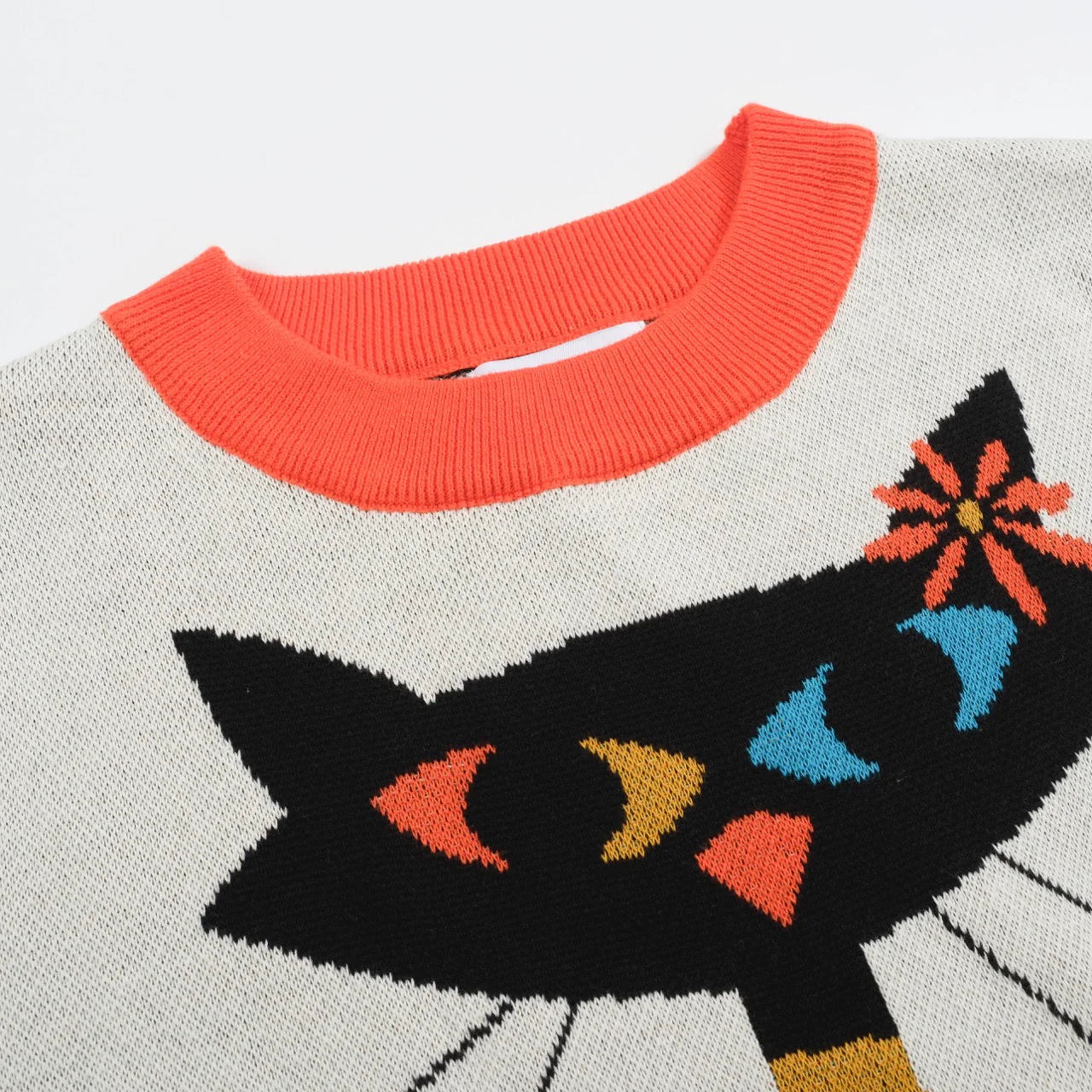 Women's Retro Cat Graphic Knit Top – Vintage Vibes - Image 4