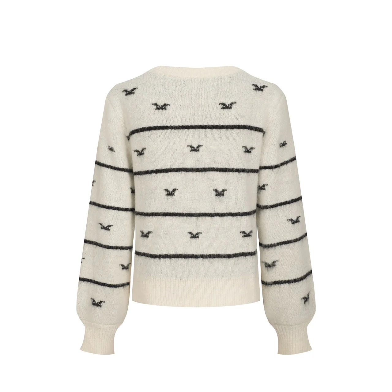 Women's retro striped seagull knitwear - Cropped length - Image 3