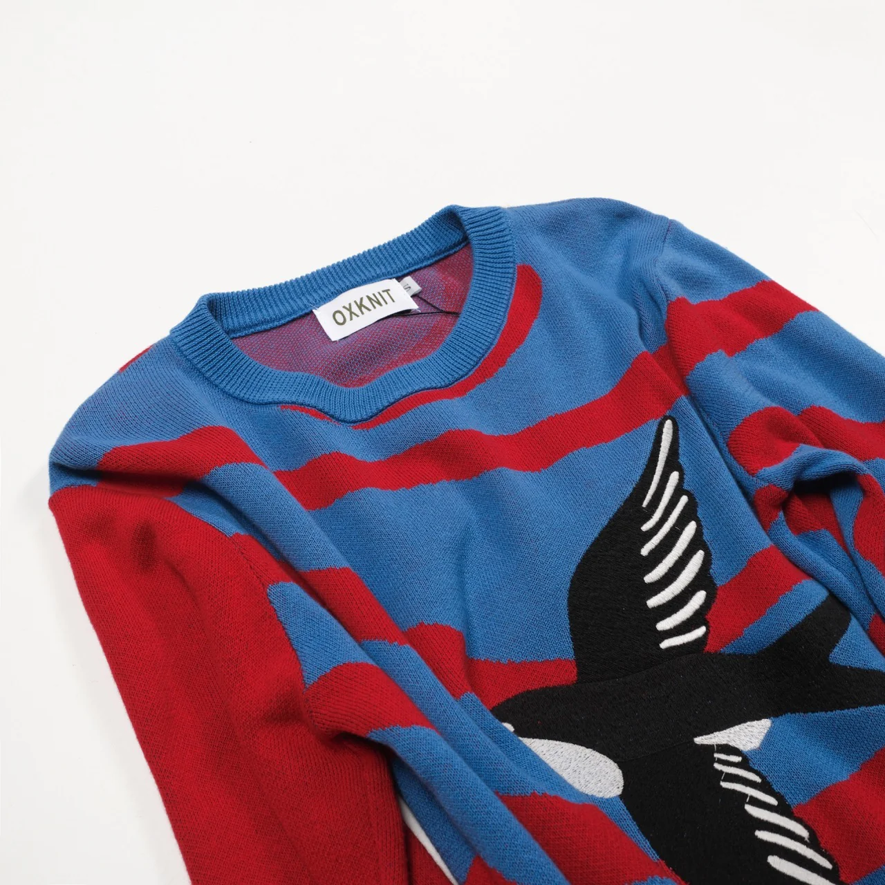 Women's striped embroidered swallow top skirt knit suit - Image 21
