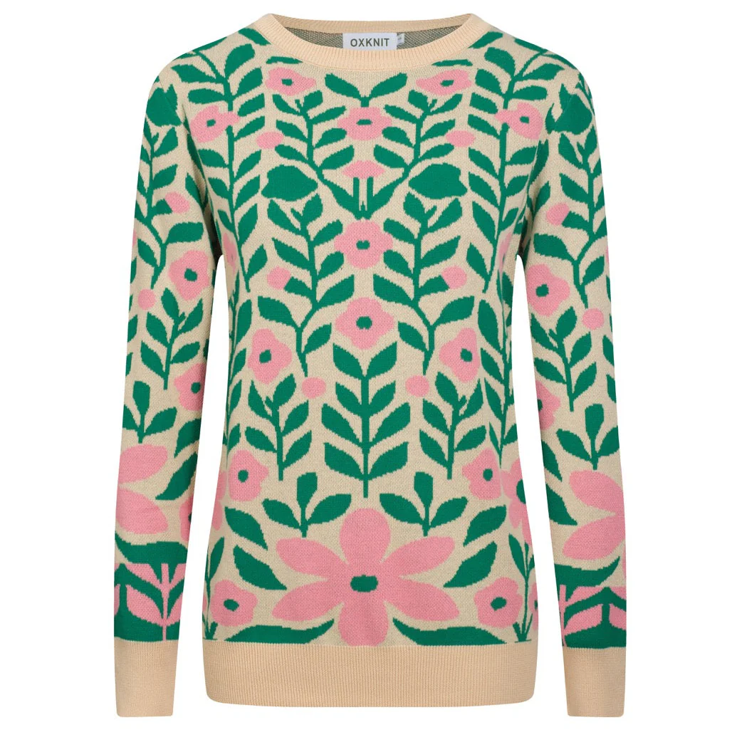 Women's vintage green art vintage jacquard knitwear