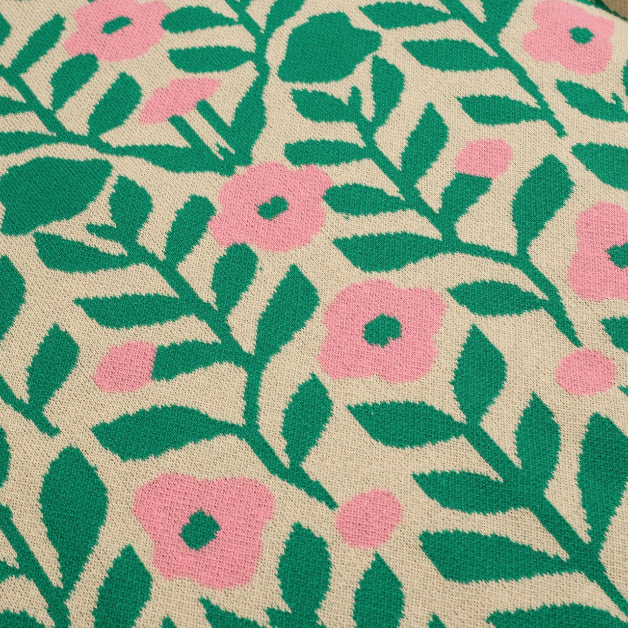 Women's vintage green art vintage jacquard knitwear - Image 2