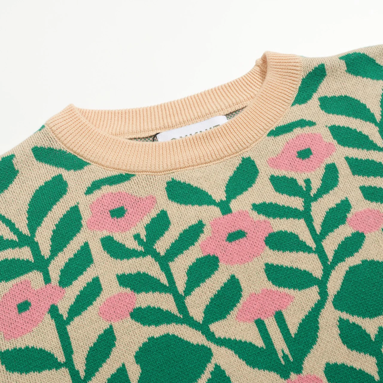 Women's vintage green art vintage jacquard knitwear - Image 4