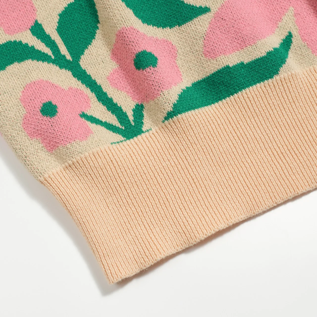 Women's vintage green art vintage jacquard knitwear - Image 5