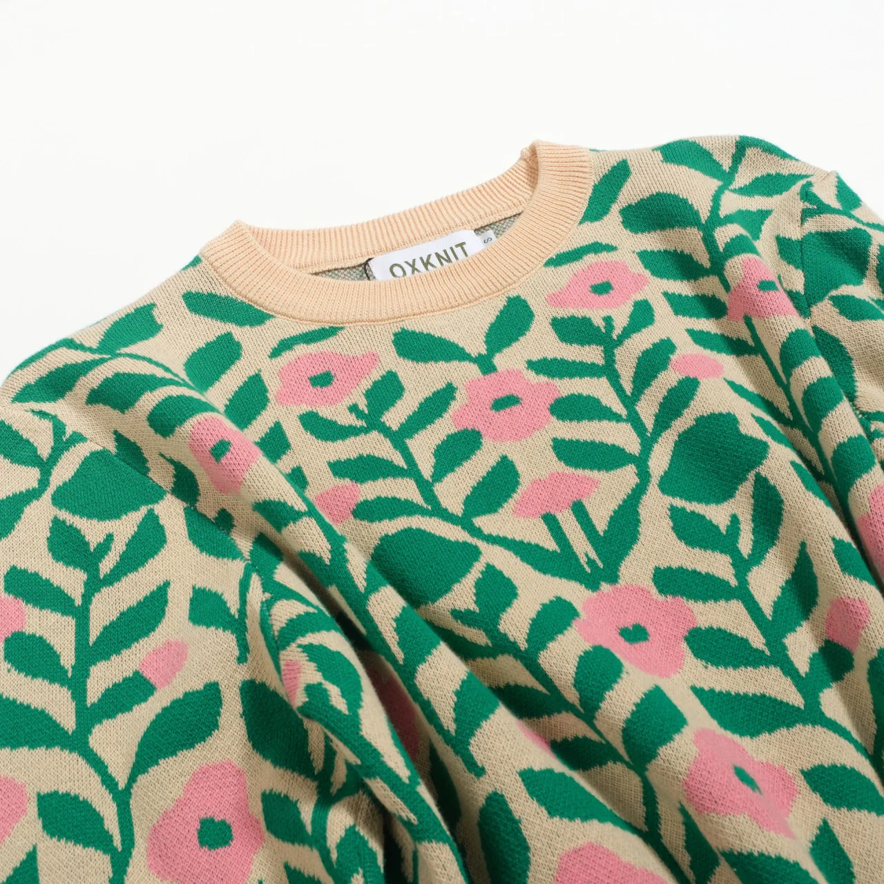 Women's vintage green art vintage jacquard knitwear - Image 7