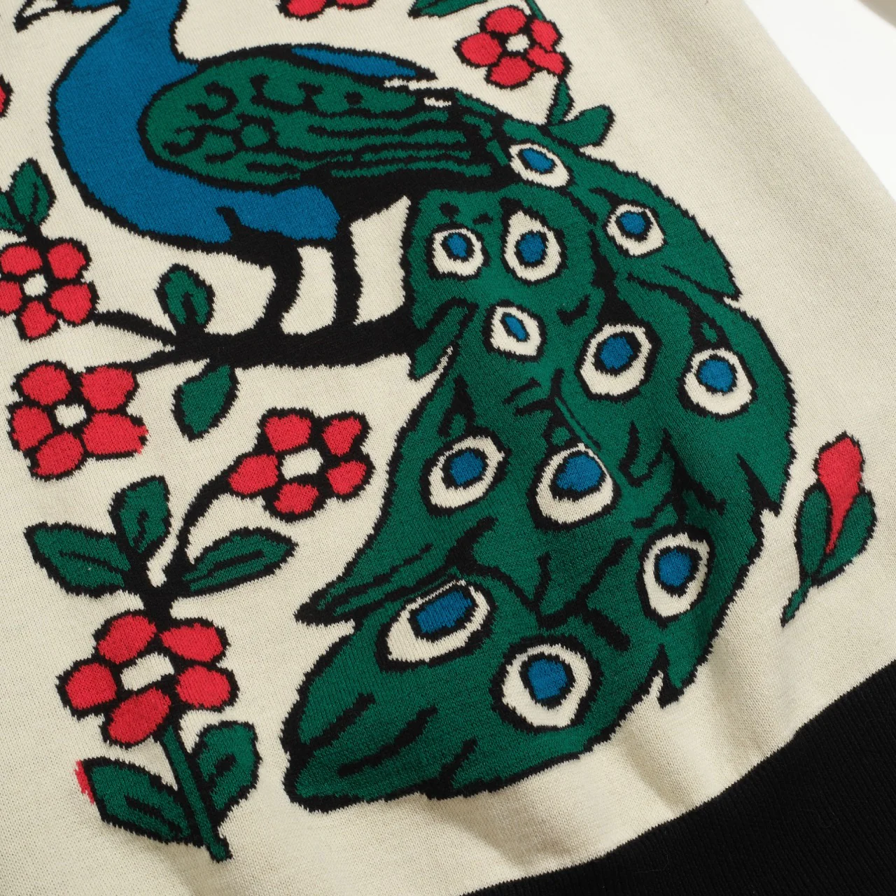 Women's vintage white peacock jacquard knitwear - Image 5