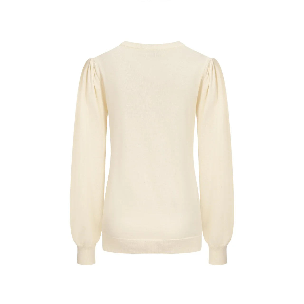 Women's white apricot cheetah embroidered bubble sleeve knitwear - Image 3