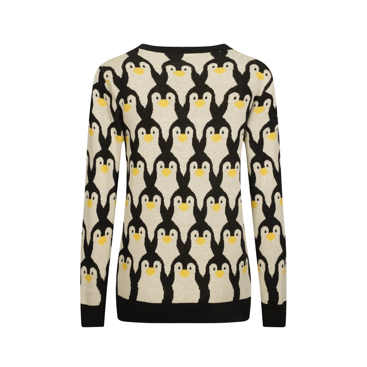 Women's white apricot penguin jacquard cardigan - Image 3