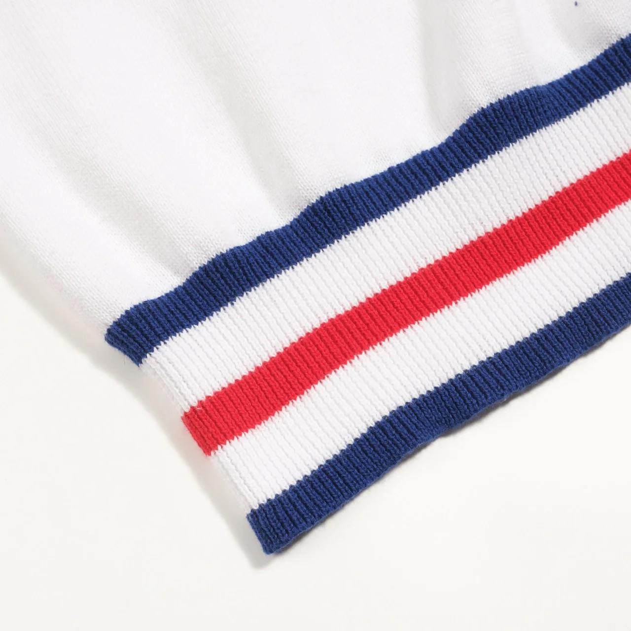 Women's white apricot striped design puffed sleeve knitted polo - Image 7