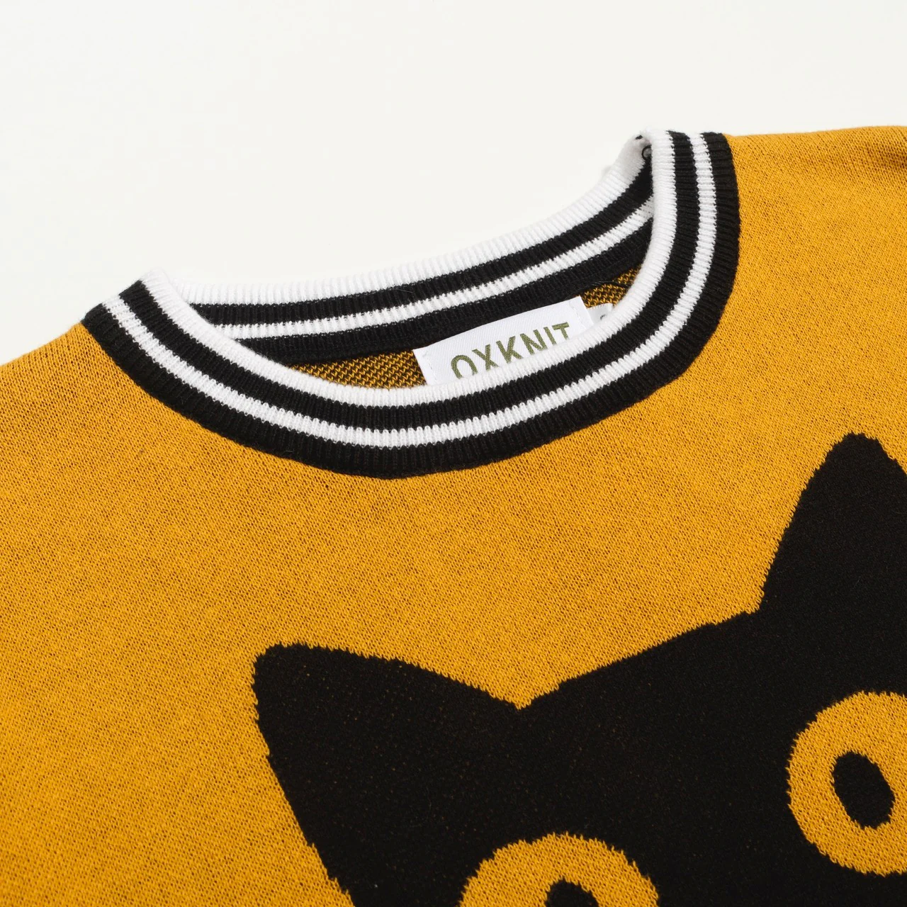 Women's yellow cat floral vintage jacquard knit T-shirt - Image 3