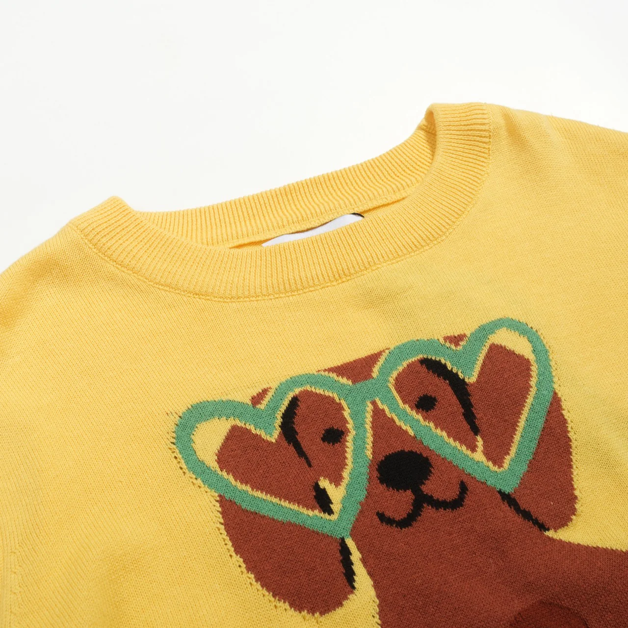 Women's yellow dog jacquard vintage knitwear - Image 4