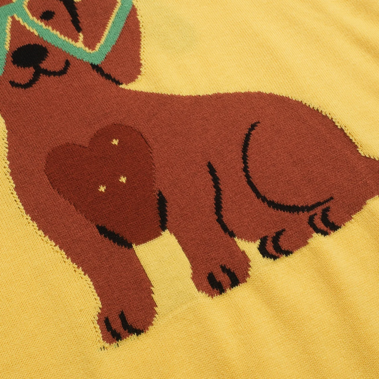 Women's yellow dog jacquard vintage knitwear - Image 5