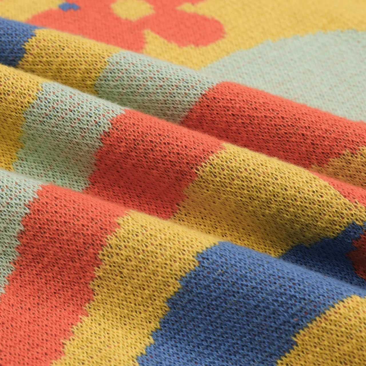 Women's Yellow Flower Art Stripes Jacquard Knitwear - Image 7