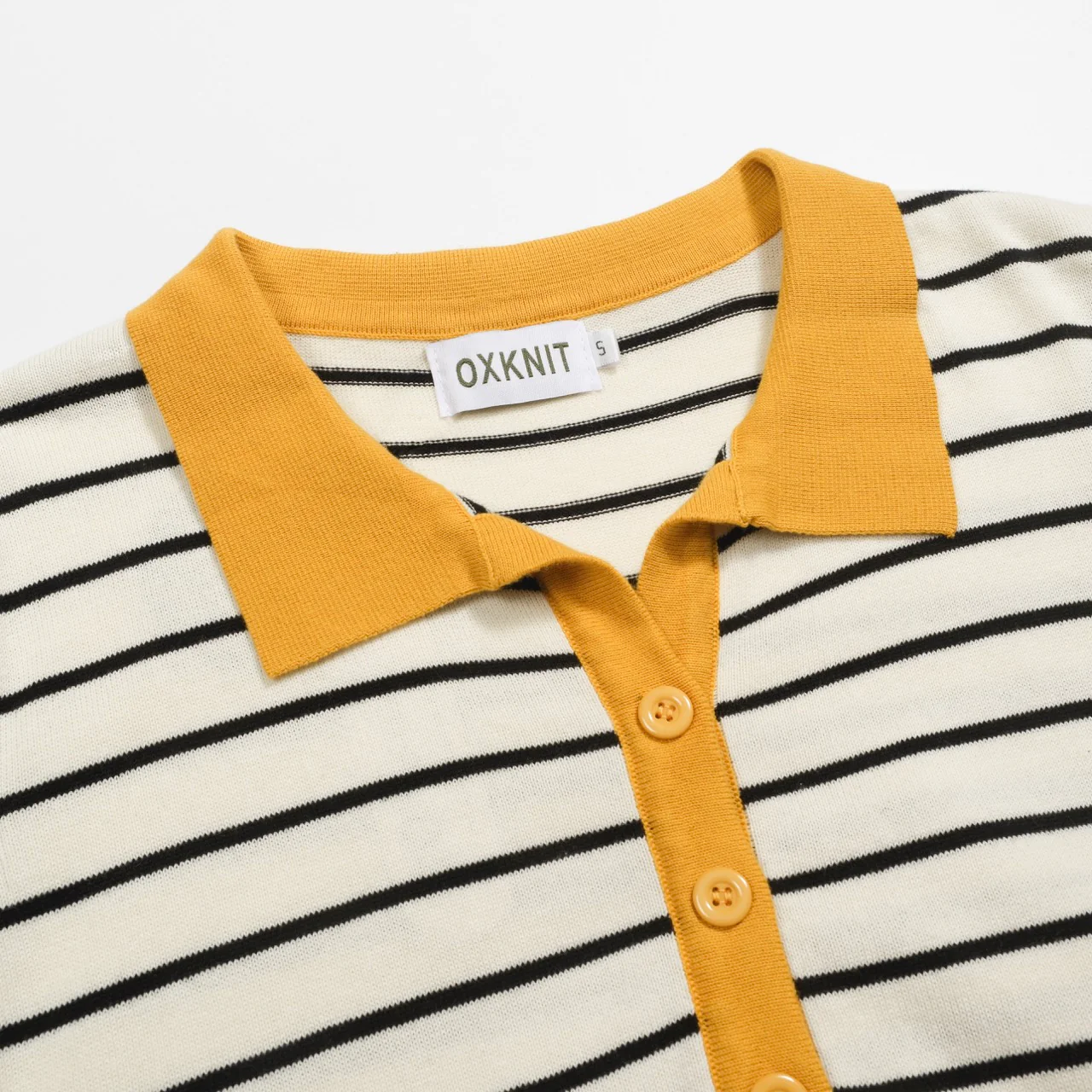 Women's yellow striped vintage polo shirt - Image 4